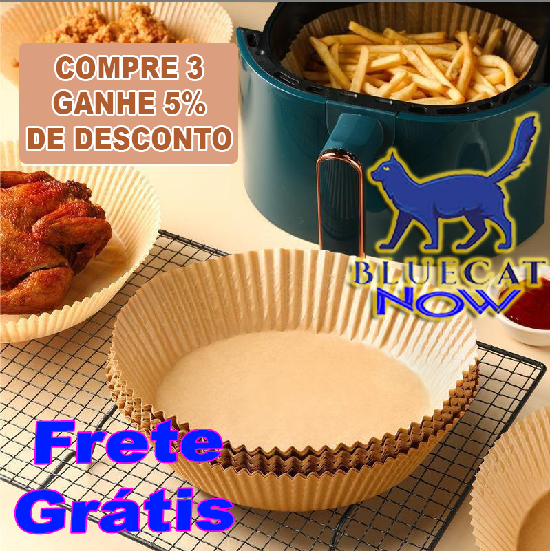 Forma para Air Fryer  Redonda e quadrada - Kit com 100 unidades de papel descartável antiaderente - Compre 3 e GANHE 5% de Desconto