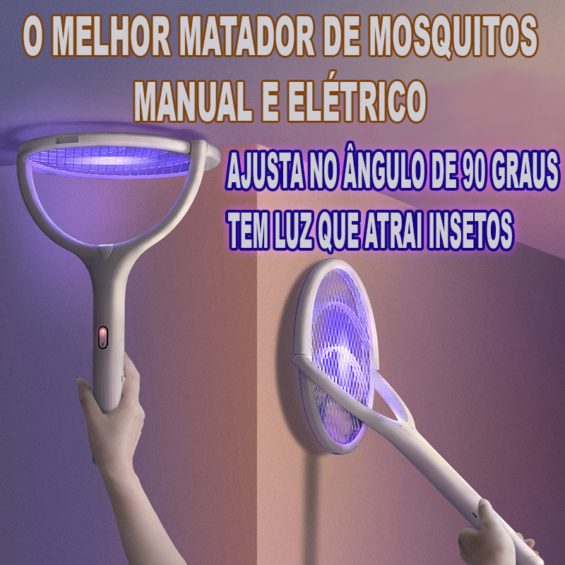 RAQUETE MATA MOSQUITOS 5 EM 1 E GIRA 90 GRAUS - EVOLUÇÃO DA RAQUETE QUE VIRA ARMADILHA